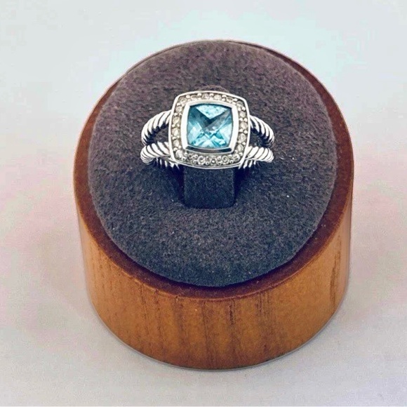 David Yurman Blue Topaz Ring Sterling Silver 925 Cable Estate Size 5 Designer - Picture 1 of 8